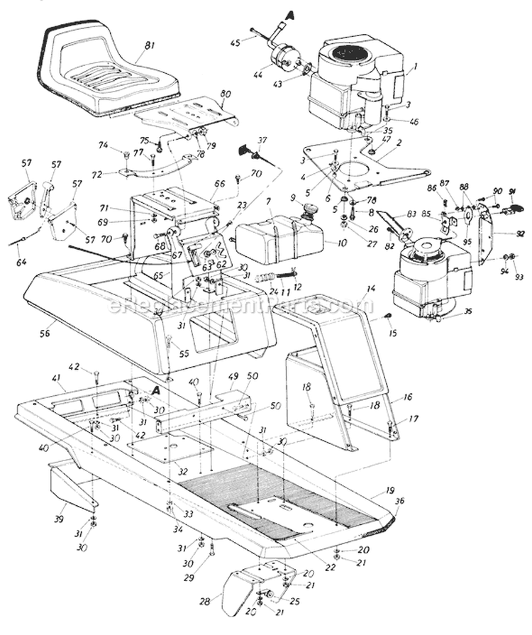 Page B Diagram and Parts List for 139-503-000 1989 MTD Lawn Tractor