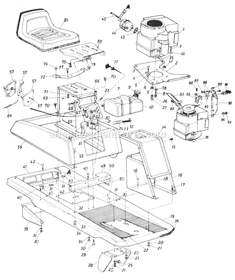 Page C Diagram and Parts List for 139-514-000 1989 MTD Lawn Tractor