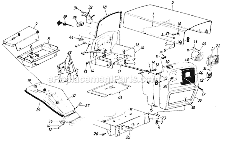 Page B Diagram and Parts List for 139-607-000 1989 -Style 7 MTD Lawn Tractor