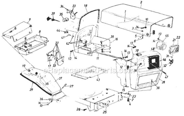 Page B Diagram and Parts List for 139-647-000 1989 -Style 7 MTD Lawn Tractor