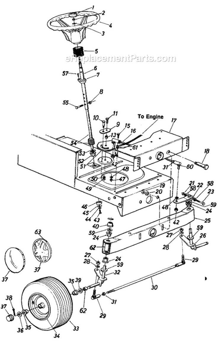 Page C Diagram and Parts List for 139-652F016 1990 MTD Lawn Tractor