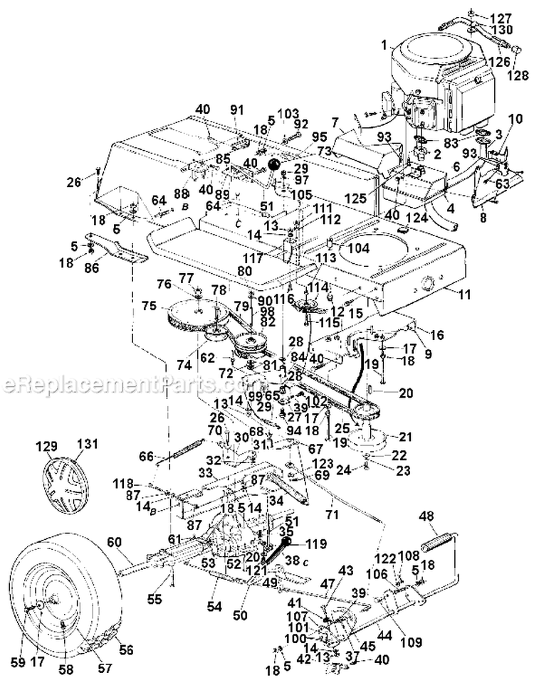 Page F Diagram and Parts List for 139-684-401 1989 MTD Lawn Tractor