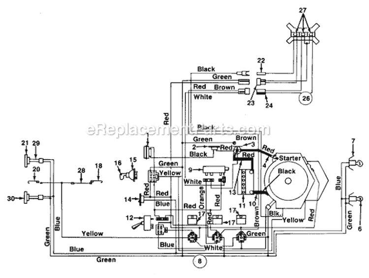 Page B Diagram and Parts List for 139-784-401 1989 MTD Lawn Tractor