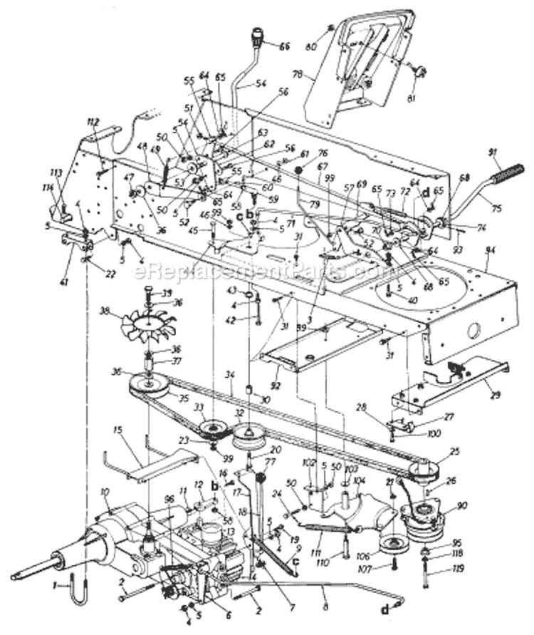Page F Diagram and Parts List for 139-784-401 1989 MTD Lawn Tractor