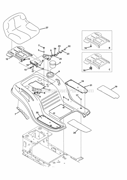 Seat_And_Fender Diagram and Parts List for 13A1762F265 2013 MTD Lawn Tractor