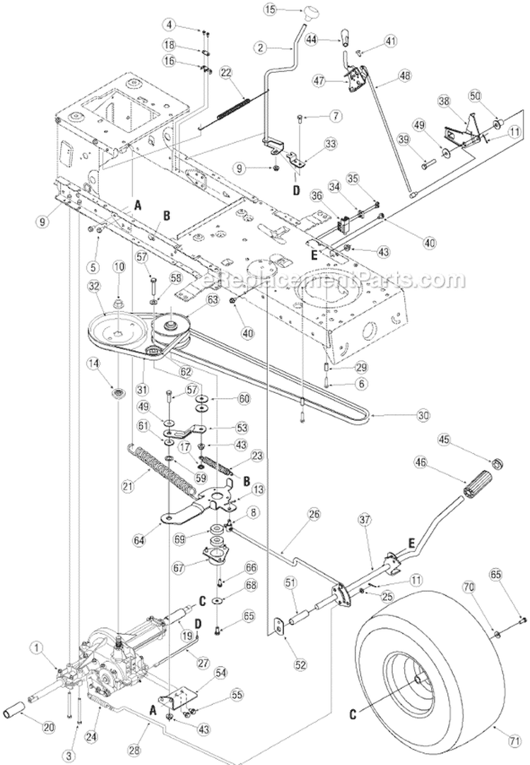 Page B Diagram and Parts List for 13A3761G196 2005 MTD Lawn Tractor
