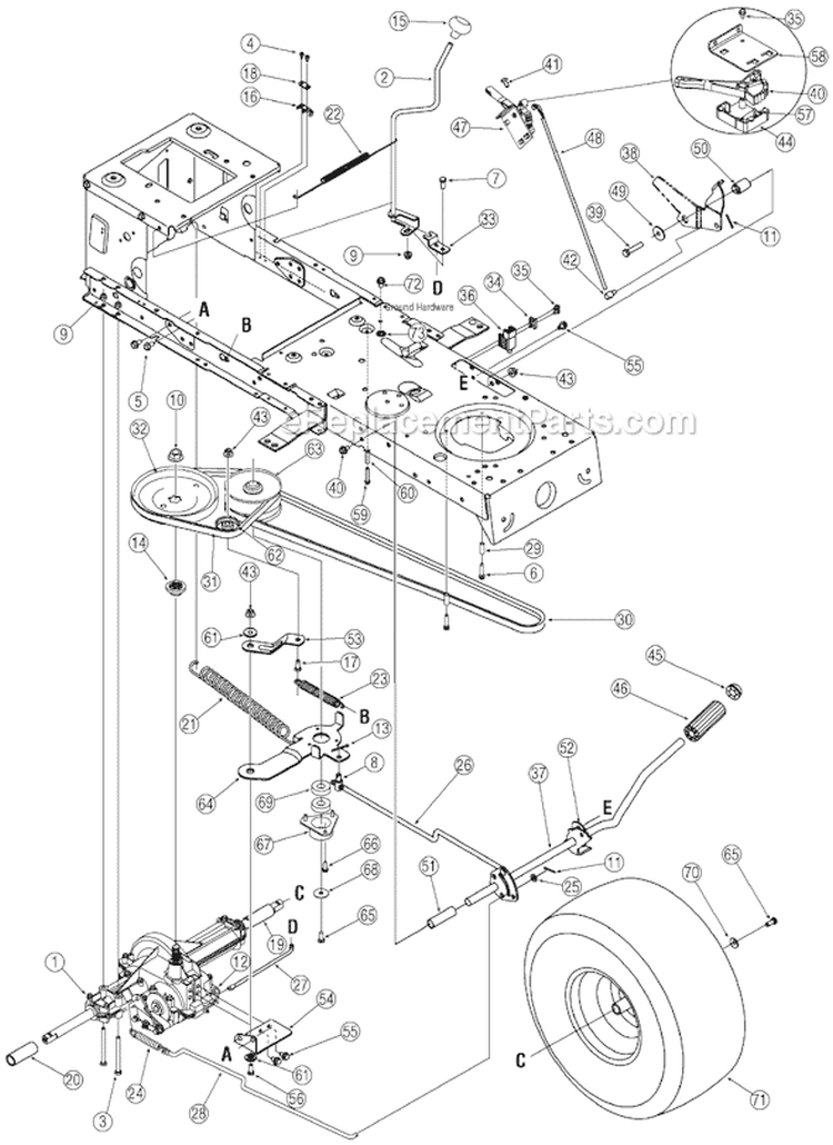 Page B Diagram and Parts List for 13A3762F700  MTD Lawn Tractor