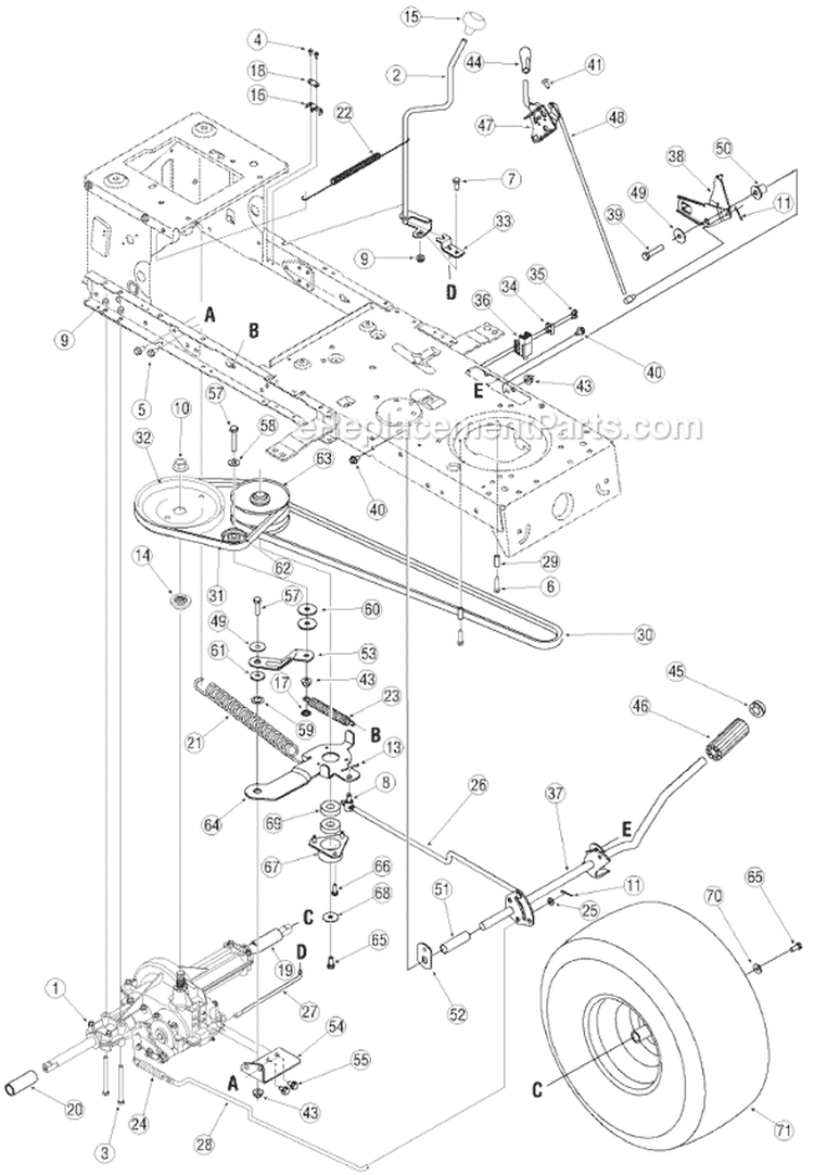 Page B Diagram and Parts List for 13A3771G700  MTD Lawn Tractor