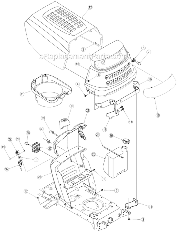 Page E Diagram and Parts List for 13A3771G700  MTD Lawn Tractor