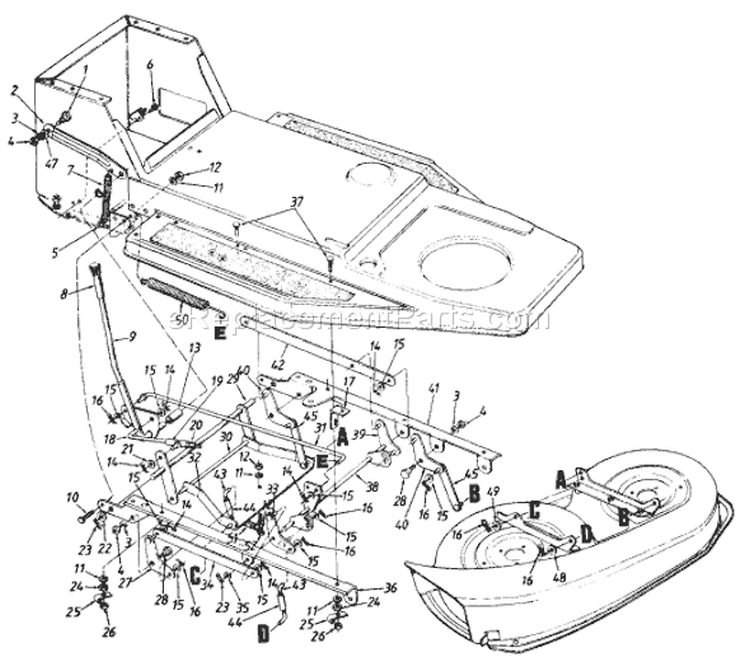 Page C Diagram and Parts List for 13A5453F033 1997 MTD Lawn Tractor