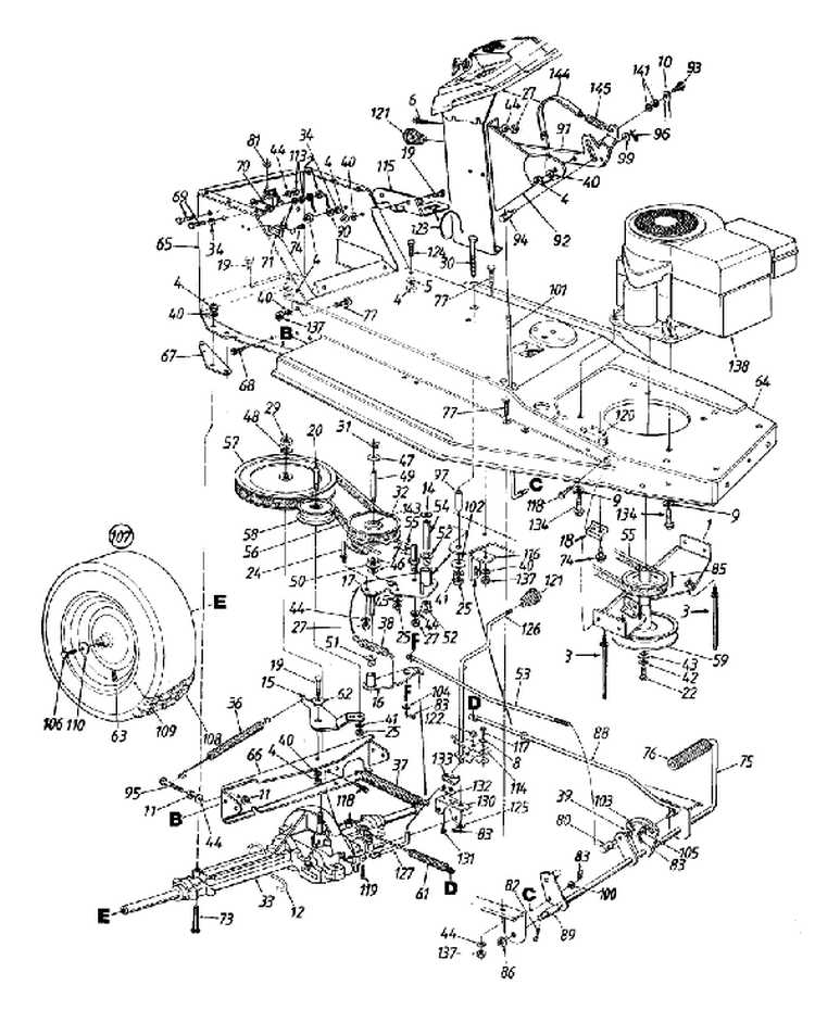 Page J Diagram and Parts List for 13A5453F733 1998 MTD Lawn Tractor