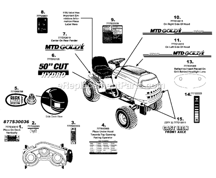 Page F Diagram and Parts List for 13AA625P004 2008 MTD Lawn Tractor
