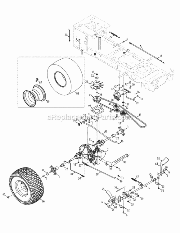 Drive_And_Rear_Wheels Diagram and Parts List for 13AA925P004 2010 MTD Lawn Tractor