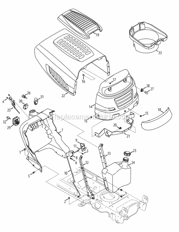 Hood_And_Dash Diagram and Parts List for 13AA925P004 2010 MTD Lawn Tractor