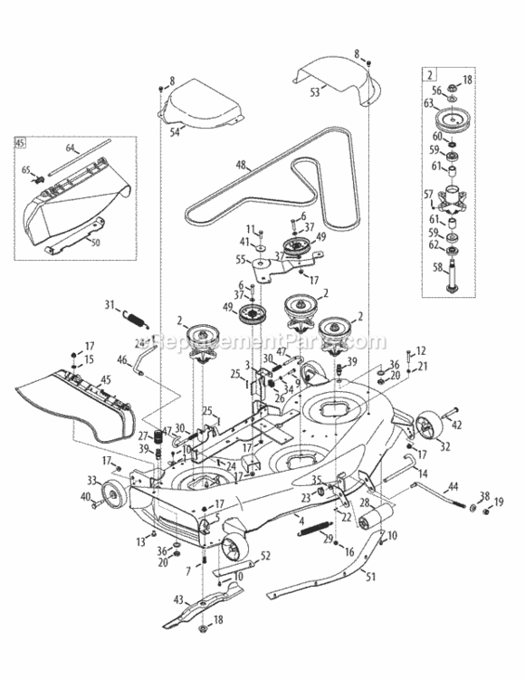 Mower_Deck Diagram and Parts List for 13AA925P004 2010 MTD Lawn Tractor