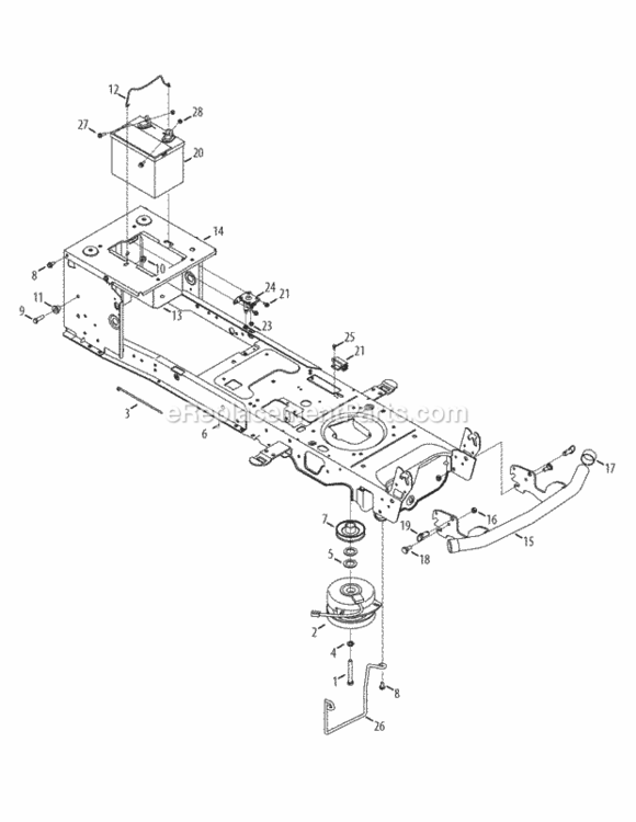 Pto_And_Battery Diagram and Parts List for 13AA925P004 2010 MTD Lawn Tractor