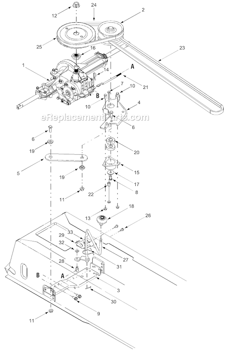 Drive Diagram and Parts List for 13AB652F729 2004 MTD Lawn Mower