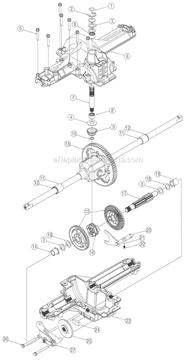 Transmission Assembly Diagram and Parts List for 13AB652F729 2004 MTD Lawn Mower
