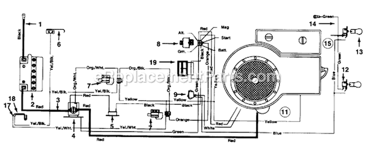 Page E Diagram and Parts List for 13AC450F704 1997 MTD Lawn Tractor