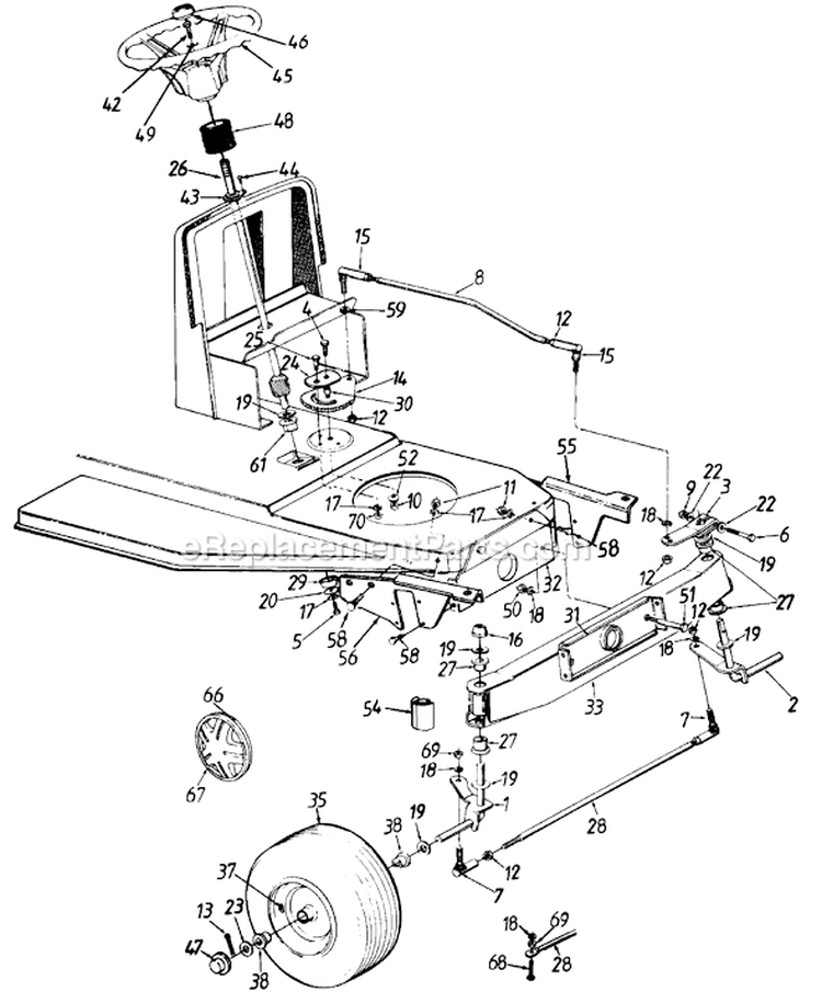 Page H Diagram and Parts List for 13AC450F704 1997 MTD Lawn Tractor
