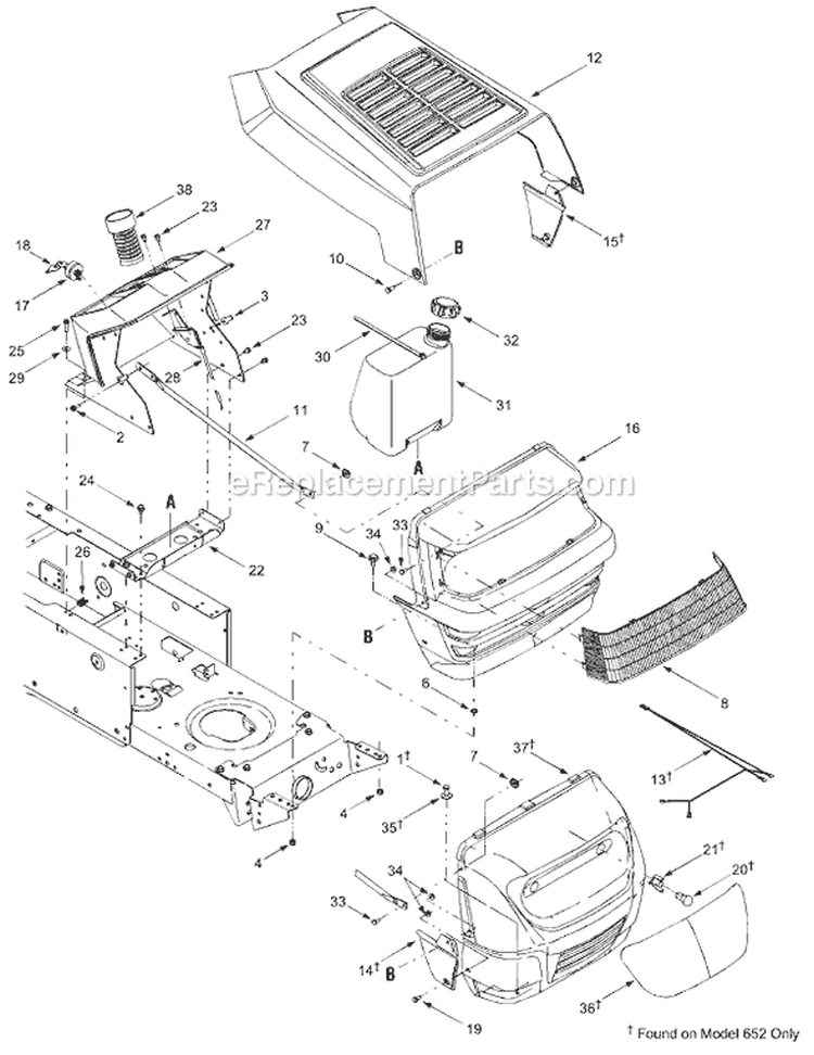 Page F Diagram and Parts List for 13AC650F700  MTD Lawn Tractor