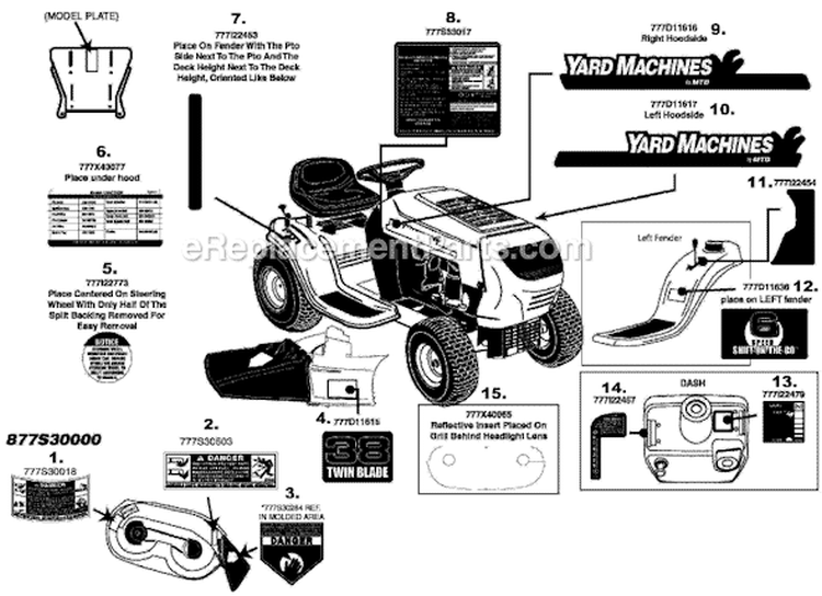 Page E Diagram and Parts List for 13AC762F077 2008 MTD Lawn Tractor