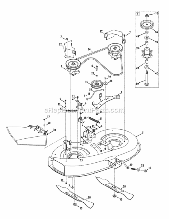 Mower_Deck_38-Inch Diagram and Parts List for 13AC76LF058 M12538 2012 MTD Lawn Tractor