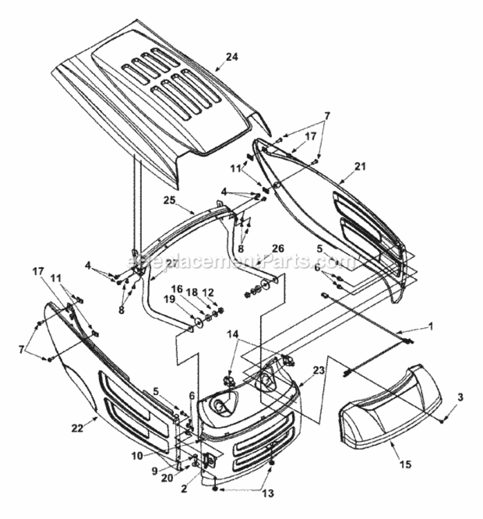 Hood_Style_8 Diagram and Parts List for 13AD678G300 2002 MTD Lawn Tractor