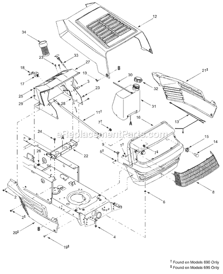 Page F Diagram and Parts List for 13AD695G700  MTD Lawn Tractor