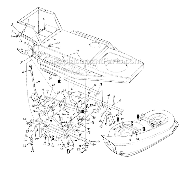Page C Diagram and Parts List for 13AE451F033 1998 MTD Lawn Tractor