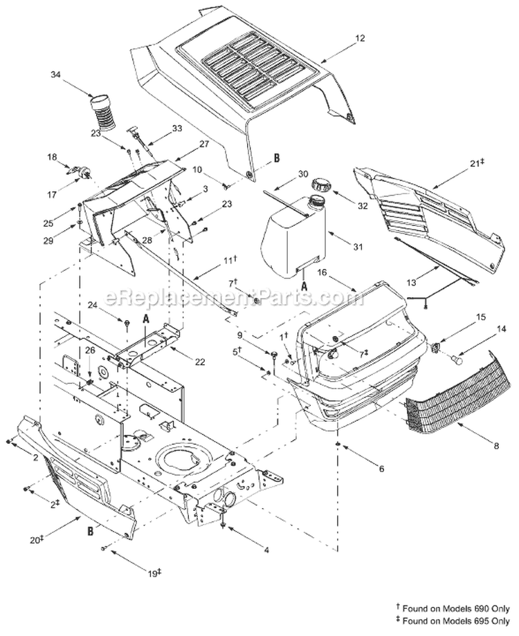 Page F Diagram and Parts List for 13AF695G704 2004 MTD Lawn Tractor