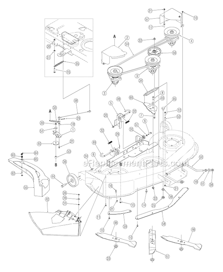 Deck Assembly Diagram and Parts List for 13AG601H729 2005 MTD Lawn Tractor