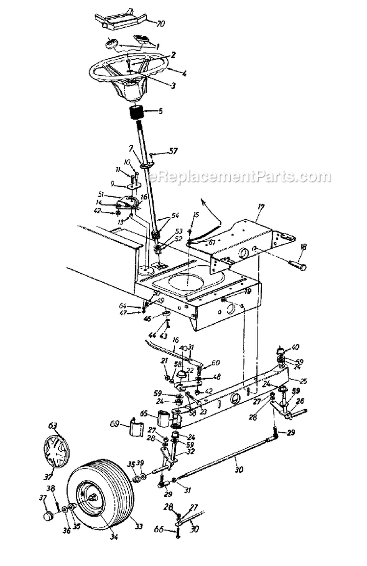 Page E Diagram and Parts List for 13AG675G033 1997 MTD Lawn Tractor