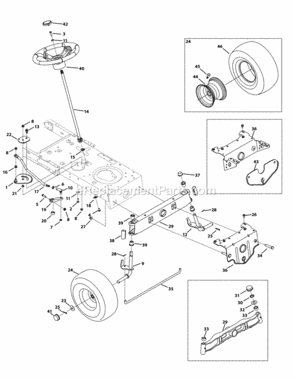Front_End_Steering Diagram and Parts List for 13AJ771S004 2010 MTD Lawn Tractor
