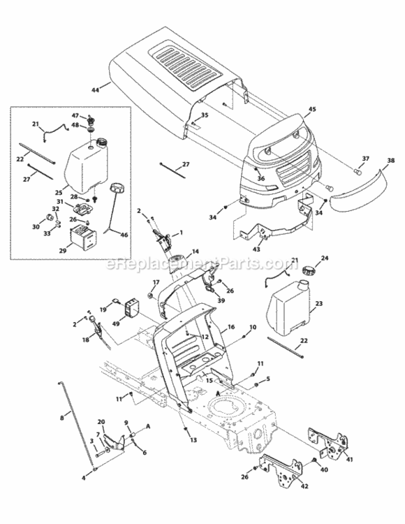 Hood_Style_1 Diagram and Parts List for 13AJ771S004 2010 MTD Lawn Tractor