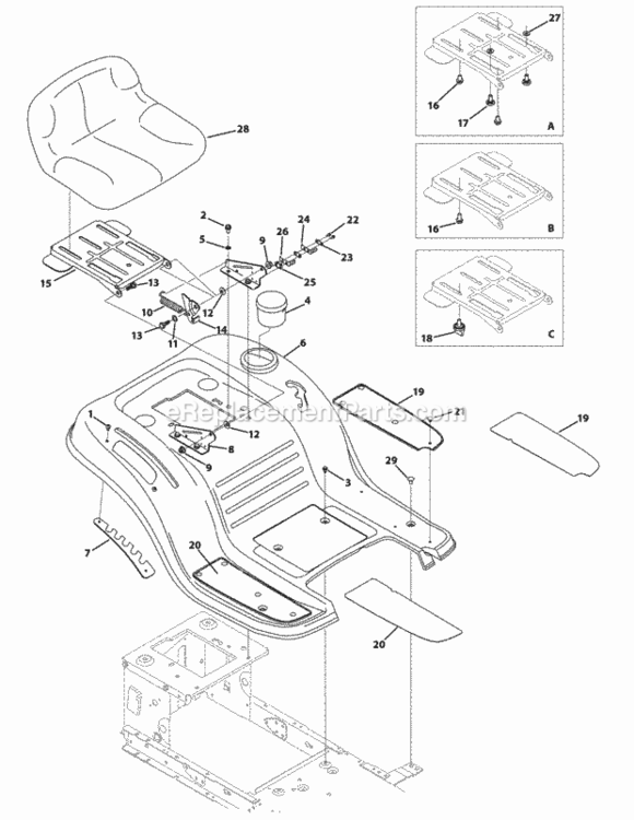 Seat_And_Fender Diagram and Parts List for 13AJ771S004 2010 MTD Lawn Tractor