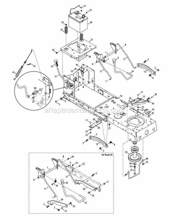 Frame_And_Pto_Lift Diagram and Parts List for 13AJ795S004 2012 MTD Lawn Tractor