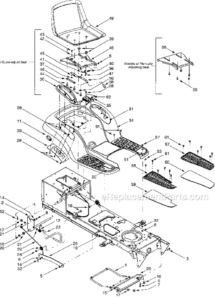 Page F Diagram and Parts List for 13AK608G033 2001 MTD Lawn Tractor