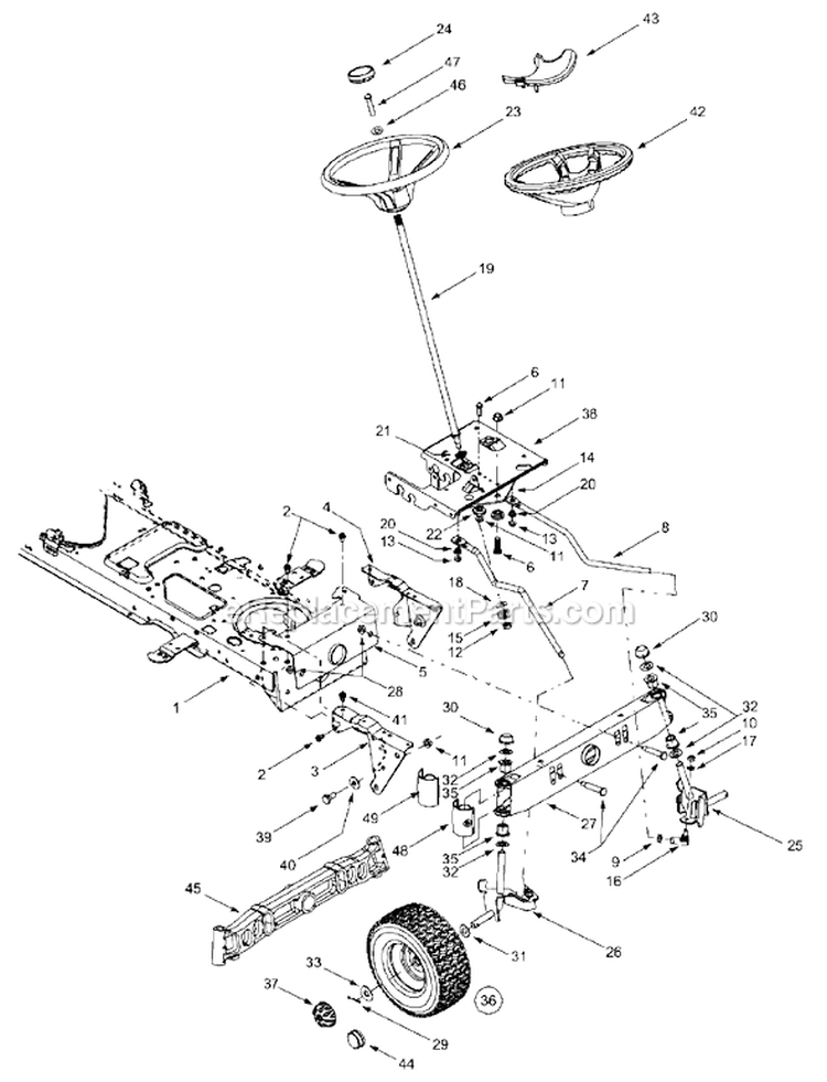Page B Diagram and Parts List for 13AL608G000 2002 MTD Lawn Tractor
