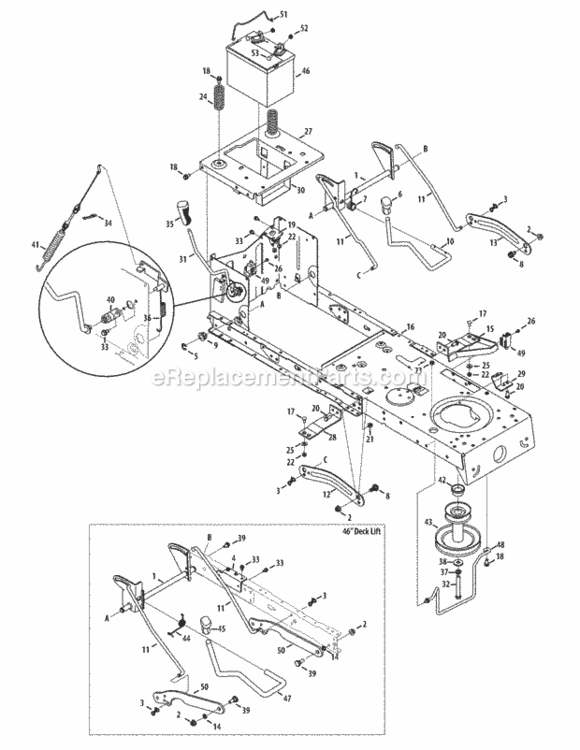 Frame_Pto_And_Lift Diagram and Parts List for 13AL795T004 2010 MTD Lawn Tractor