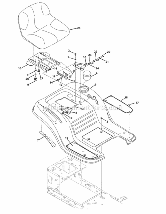 Seat_And_Fender Diagram and Parts List for 13AL795T004 2010 MTD Lawn Tractor