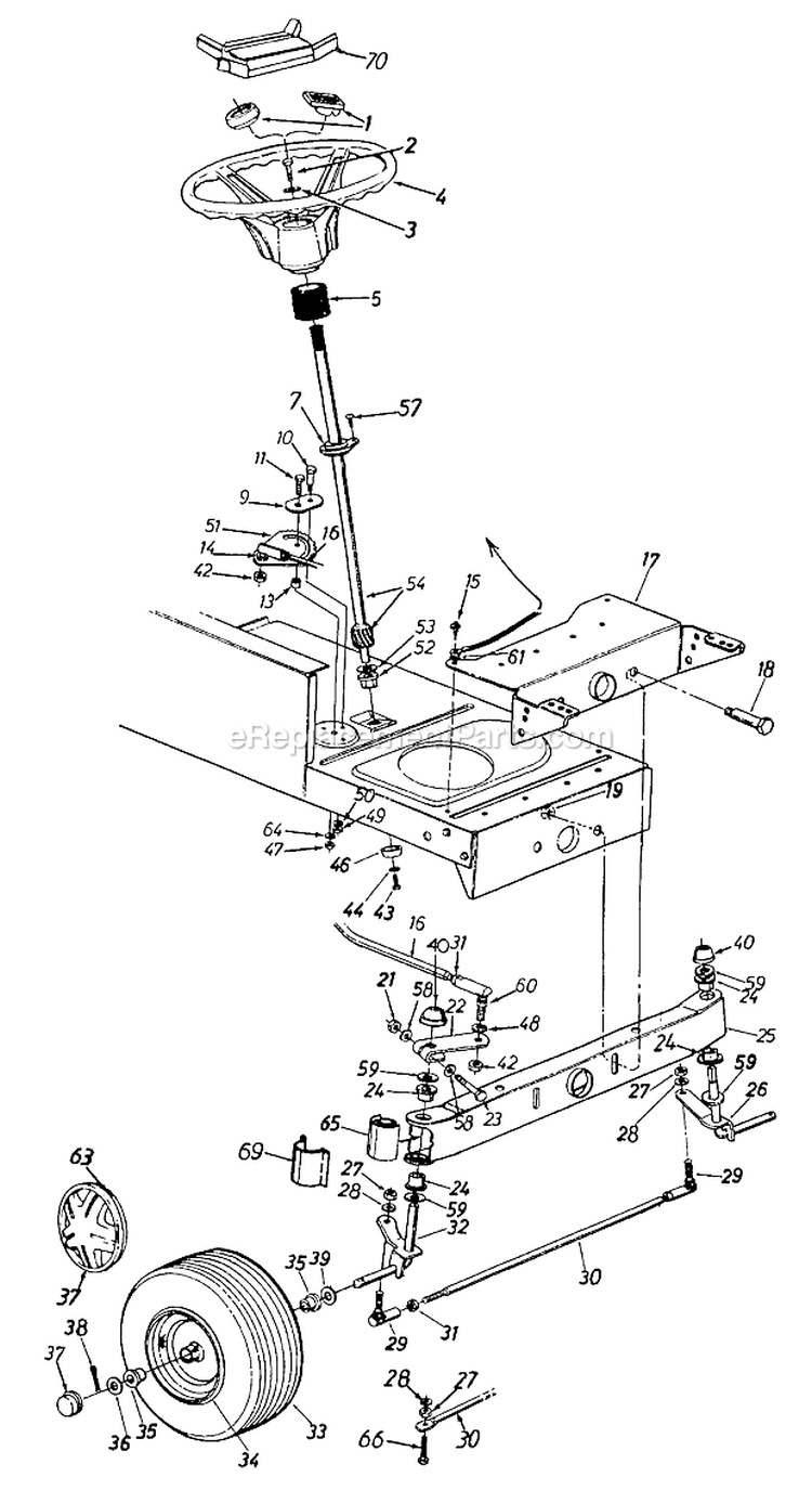 Page E Diagram and Parts List for 13AM673G033 1997 MTD Lawn Tractor