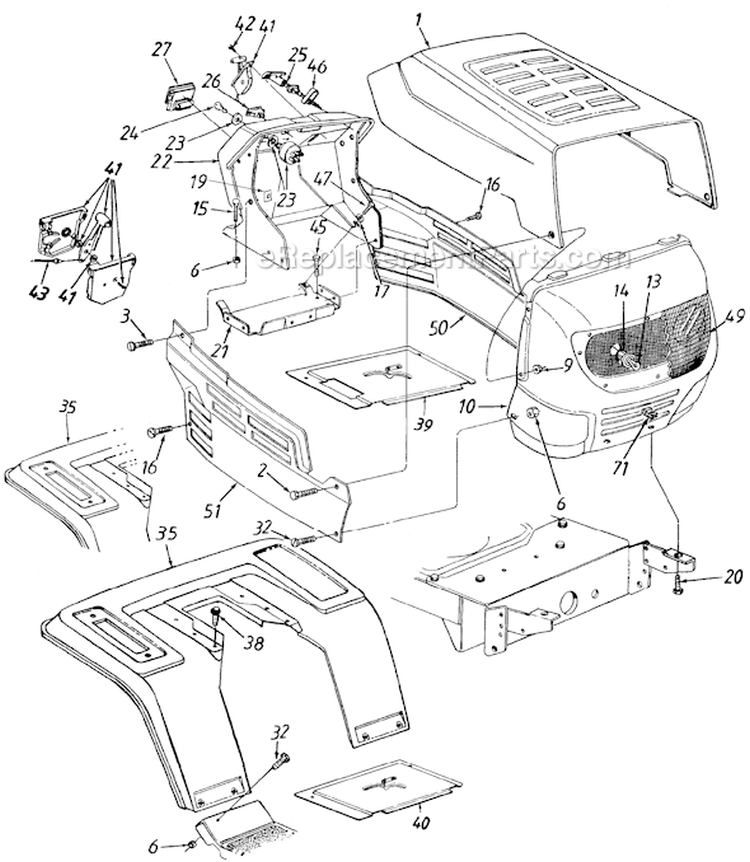 Page E Diagram and Parts List for 13AM673G033 1998 MTD Lawn Tractor