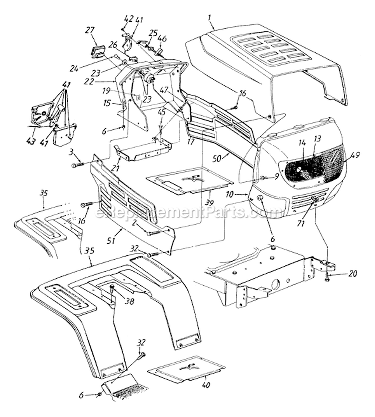 Page R Diagram and Parts List for 13AM673G033 2001 MTD Lawn Tractor