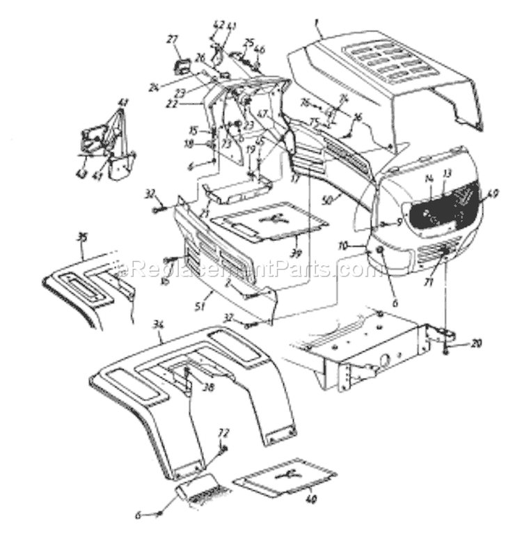 Page F Diagram and Parts List for 13AM673G733 1997 MTD Lawn Tractor