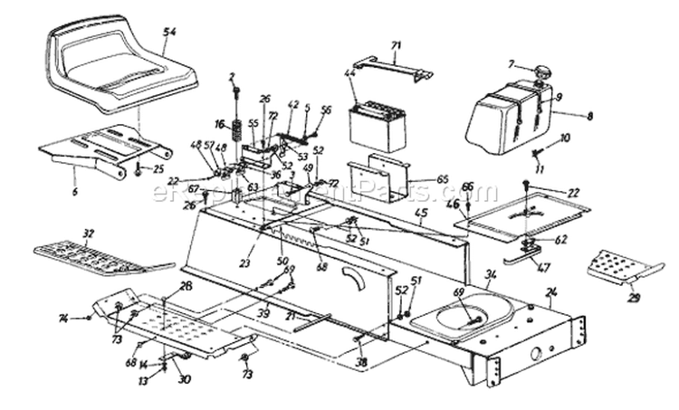 Page H Diagram and Parts List for 13AM673G733 1997 MTD Lawn Tractor