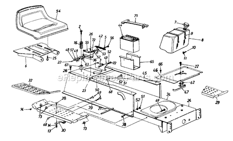 Page H Diagram and Parts List for 13AM675G382 1997 MTD Lawn Tractor