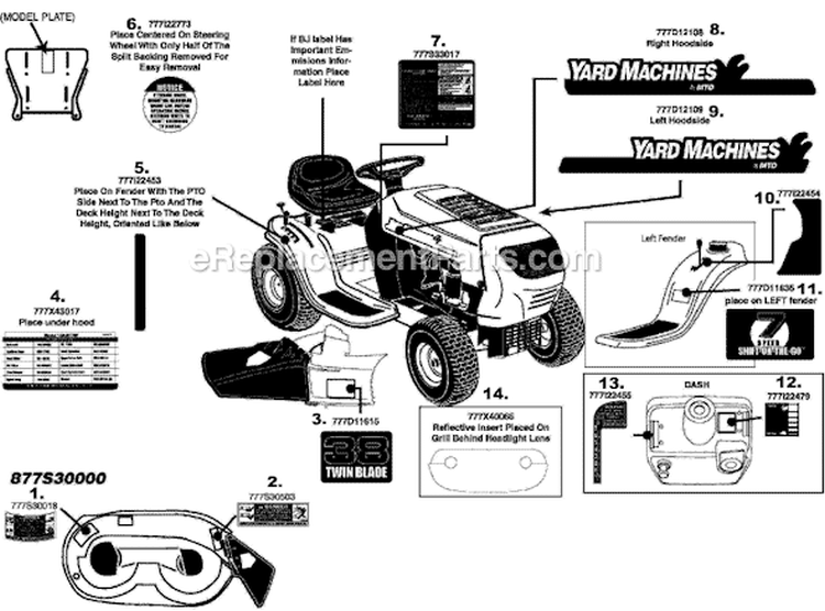 Page E Diagram and Parts List for 13AM772F308 2008 MTD Lawn Tractor