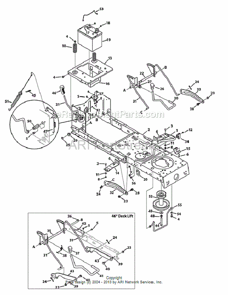Page B Diagram and Parts List for 13AM772S055 2010 MTD Lawn Mower
