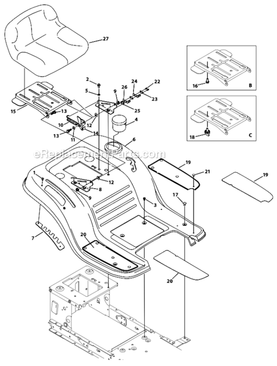 Seat_And_Fender Diagram and Parts List for 13AM77LS058  MTD Lawn Tractor